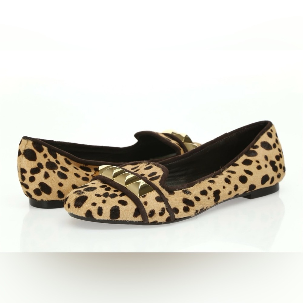 Tory Burch Leopard Loafer Flats with Studs Size 8